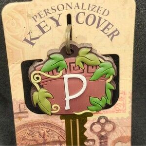 Letter P Personalized Key Cover with Leaf Design